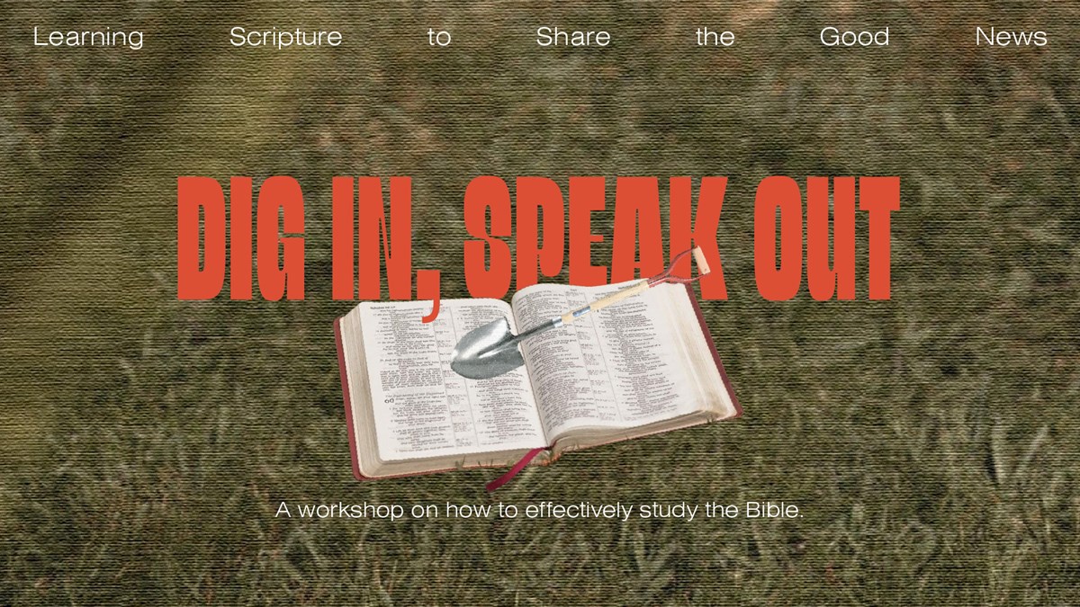 HFBC Event Artwork: Dig In, Speak Out: Learning Scripture to Share the Good News
